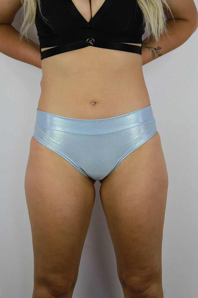 Baby Blue Sparkle Low Scrunch Bum Booty Shorts
