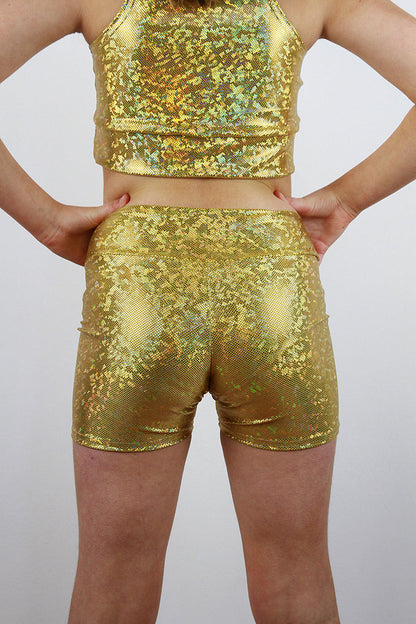 Gold Sparkle Girls Shorts | Dance & Gymnastics Activewear Rarr Designs