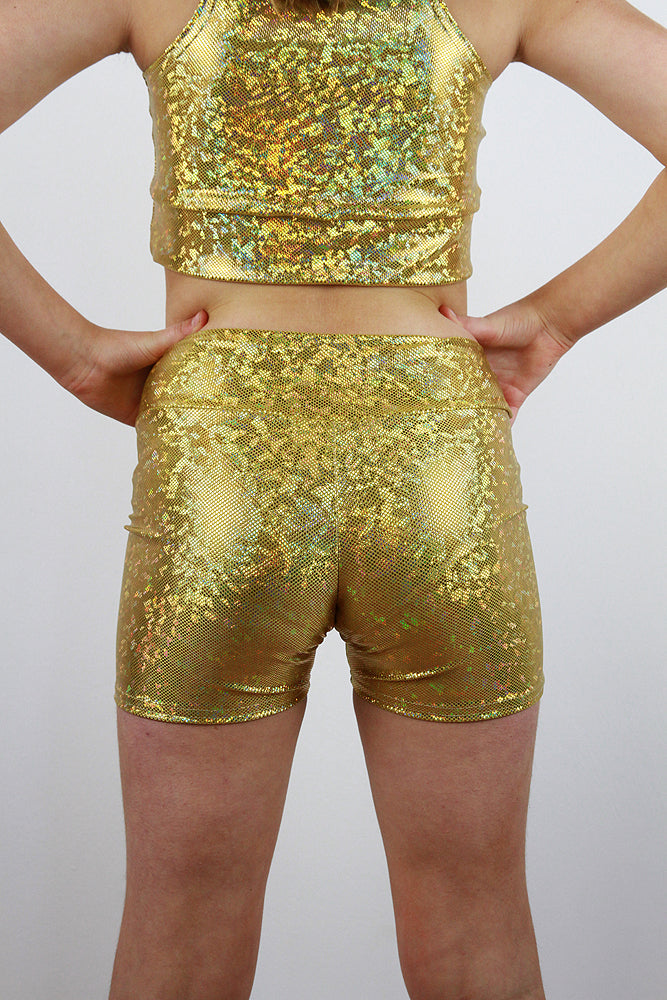 Gold Sparkle Girls Shorts | Dance & Gymnastics Activewear Rarr Designs