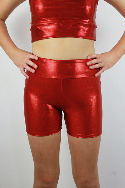 Red Sparkle Girls Shorts | Dance & Gymnastics Activewear Rarr Designs