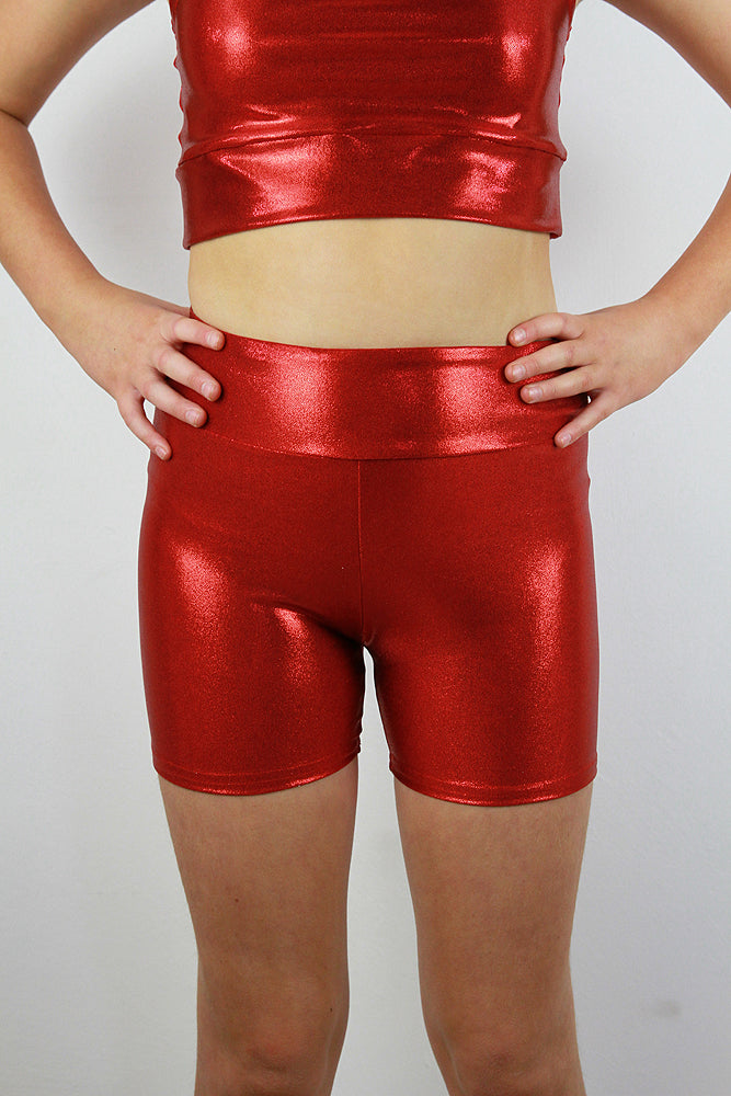 Red Sparkle Girls Shorts | Dance & Gymnastics Activewear Rarr Designs