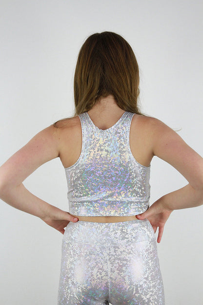 White Sparkle Girls Crop Top | Dance & Activewear