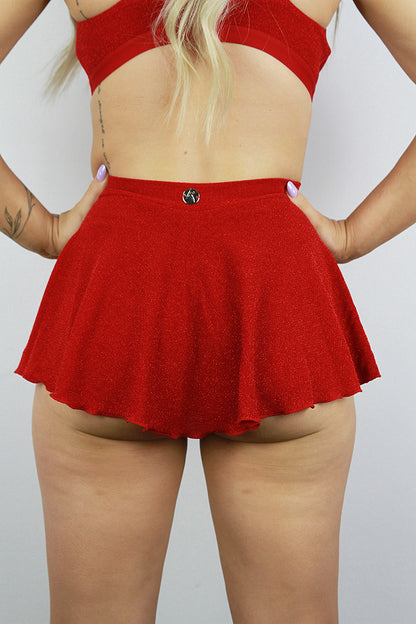 Glitteratti High Waist Skort Red