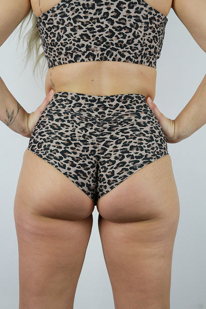 Animal Print Mid Waisted BRAZIL Scrunch Bum Shorts | Pole Wear
