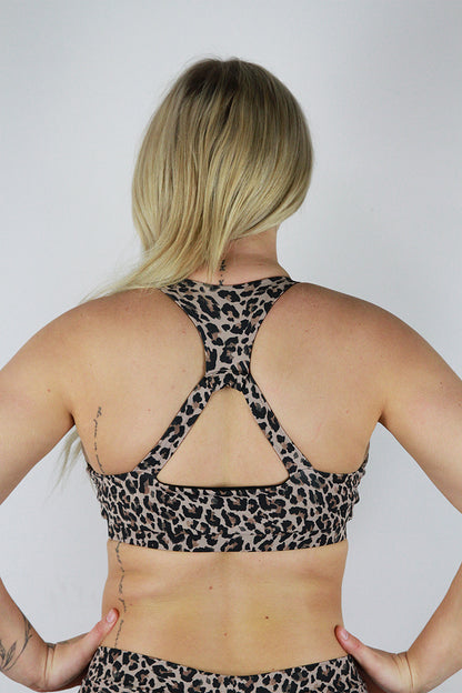 Animal Print Push Up Plunge Sports Bra