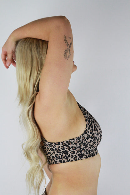 Animal Print Push Up Plunge Sports Bra