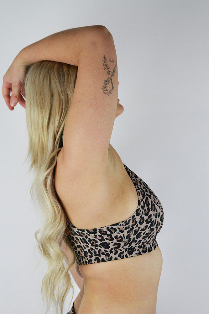 Animal Print Push Up Plunge Sports Bra