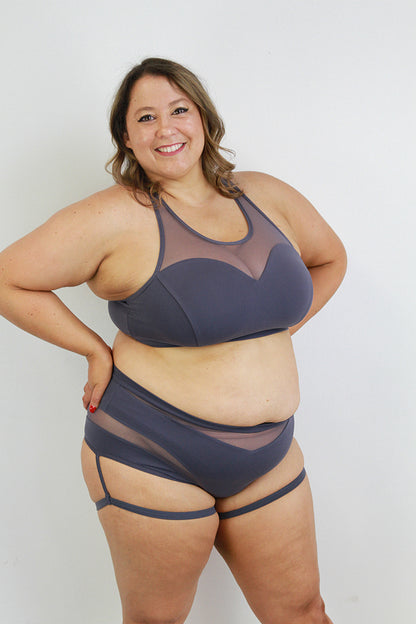 Carmen Super High Waist Garter Short – Slate Grey