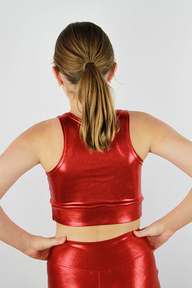 Red Sparkle Girls Crop Top | Dance & Gymnastics Activewear Rarr Designs