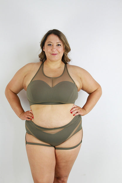 Carmen Mesh Sports Bra – Army Green