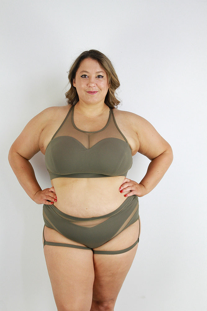 Carmen Mesh Sports Bra – Army Green