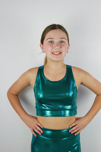 Jade Sparkle Girls Crop Top | Dance & Gymnastics Activewear Rarr Designs