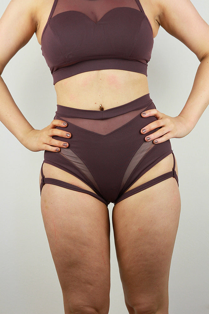 Rarr Designs pole shorts in Mocha | pole dance shorts Australia | Australian made pole wear