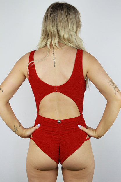Glitteratti Knot Bodysuit Red