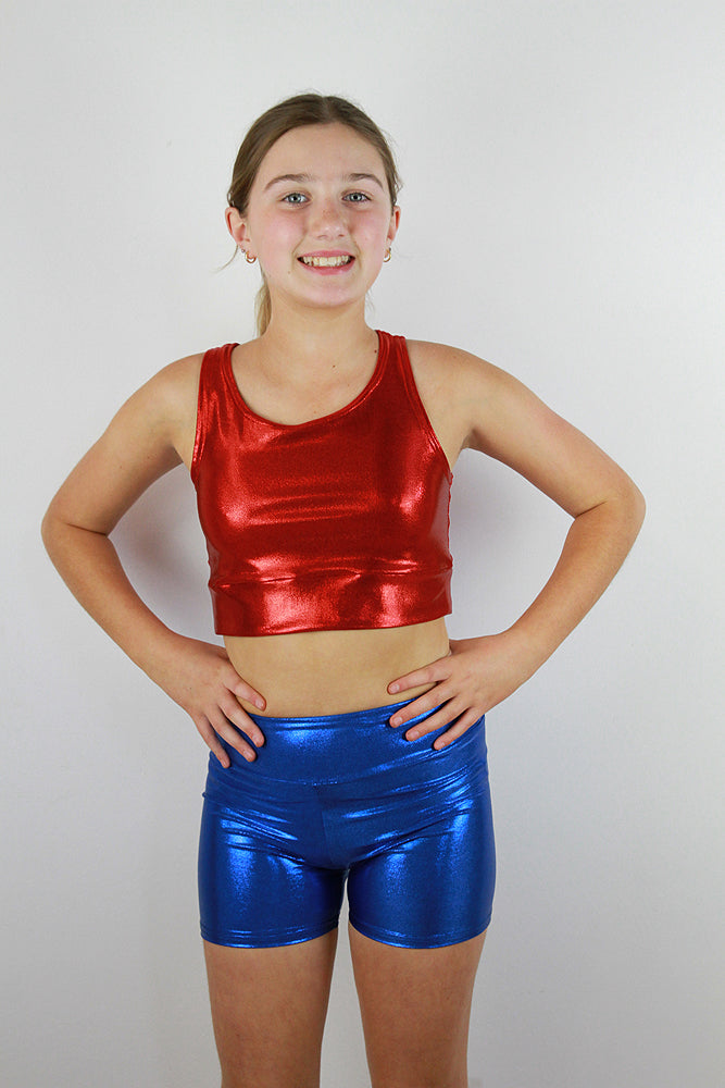 Red Sparkle Girls Crop Top | Dance & Gymnastics Activewear Rarr Designs