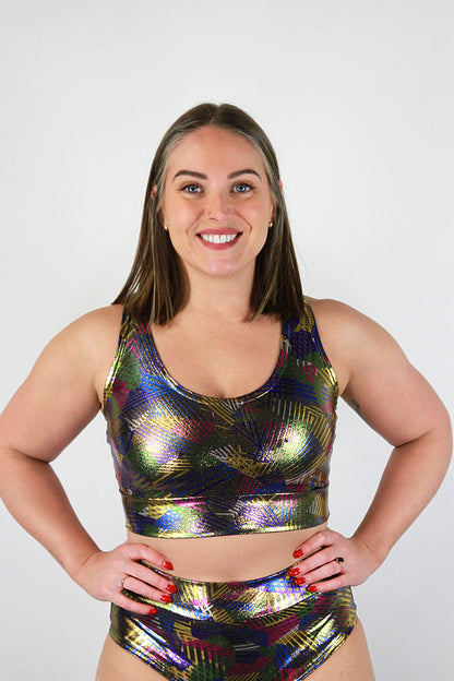 Linear Sports Crop Tank - BLACK