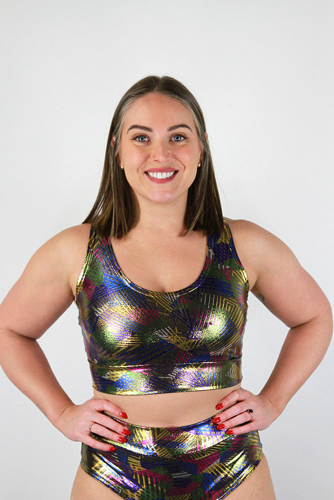 Linear Sports Crop Tank - BLACK