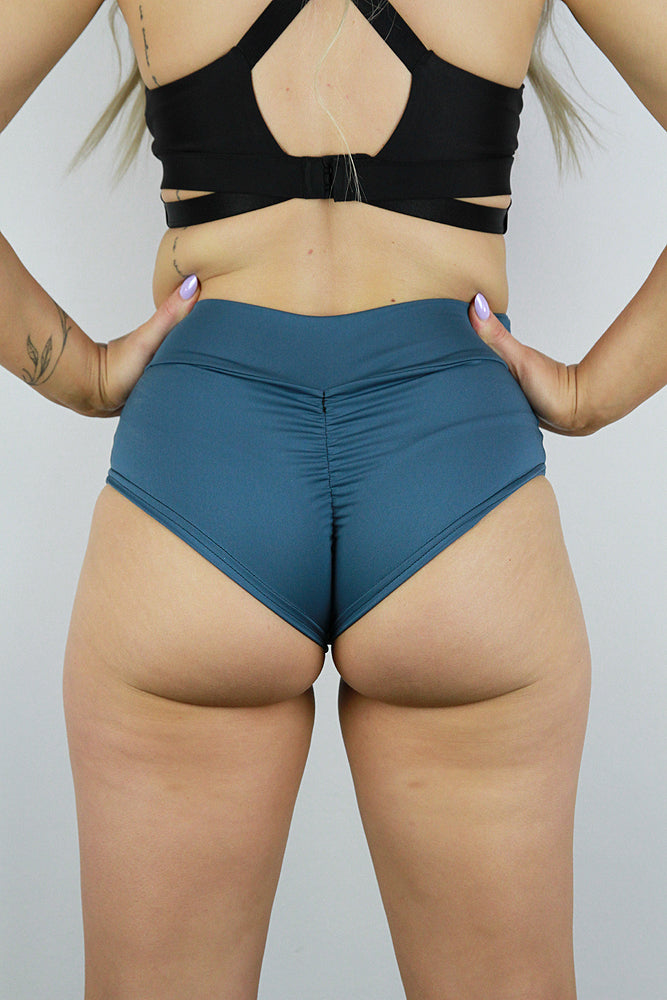 Denim Blue Mid Waisted BRAZIL Scrunch Bum Short