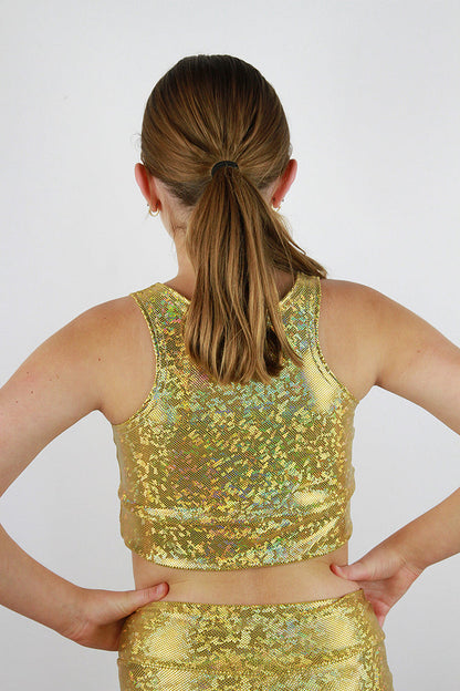 Gold Sparkle Girls Crop Top | Dance & Gymnastics Activewear Rarr Designs