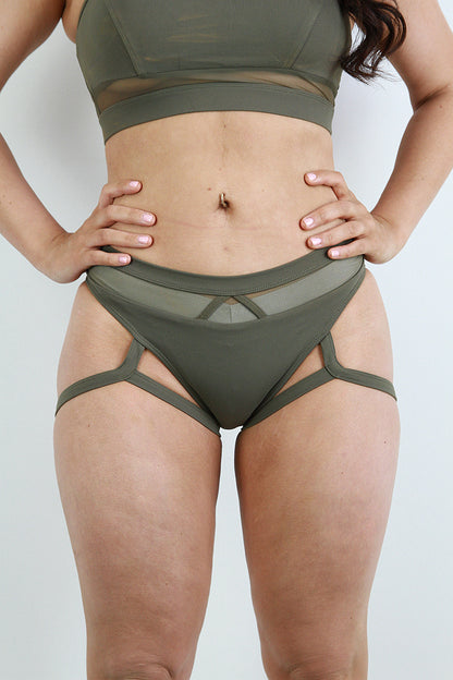 Carmen Low Waist Garter Short – Army Green
