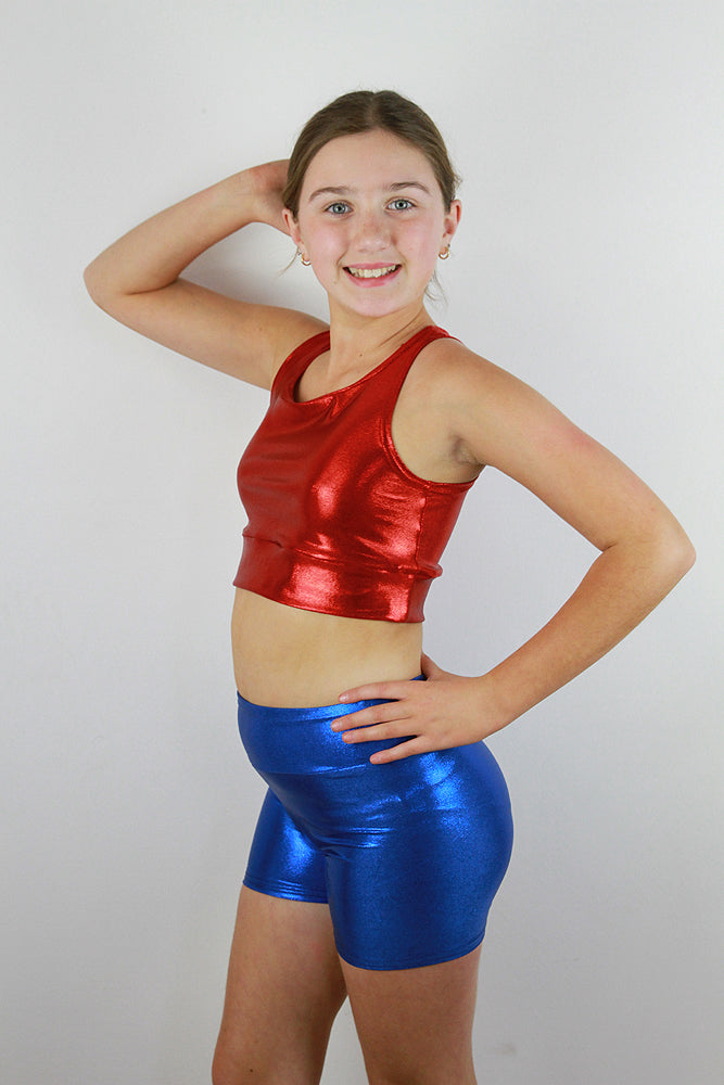 Red Sparkle Girls Crop Top | Dance & Gymnastics Activewear Rarr Designs