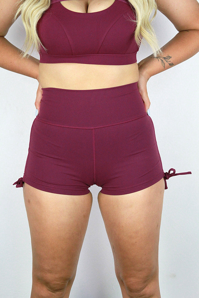 Maddox Plum Tie up Gym Short