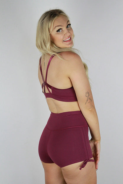 Maddox Plum Tie up Gym Short