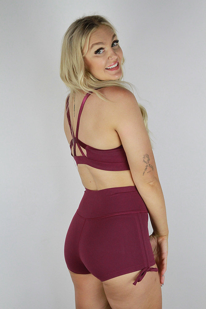 Maddox Plum Tie up Gym Short