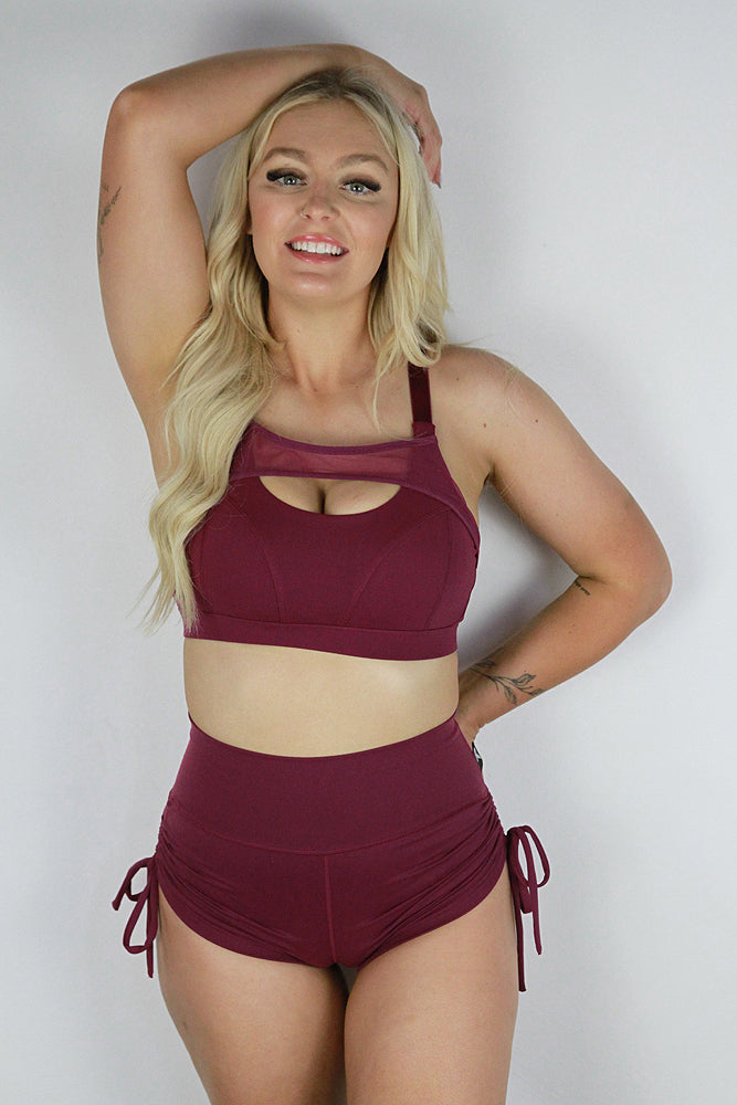 Maddox Plum Tie up Gym Short