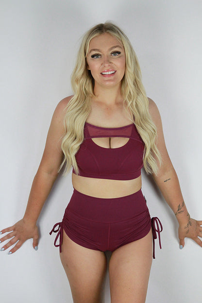 Maddox Plum Tie up Gym Short