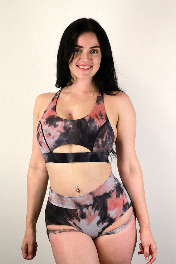 Rarr Designs Pink Marble GARTER Mid BRAZIL Scrunchie Bum Short_PoleWear2