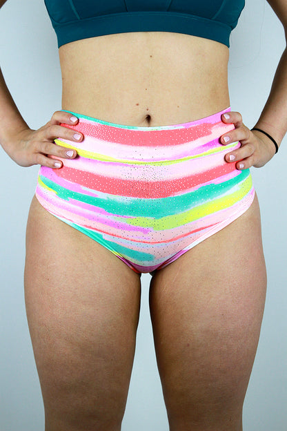 Rarr designs Sherbet Mid Waisted BRAZIL Scrunchie Bum Shorts_PoleWear Rarrdesigns Front