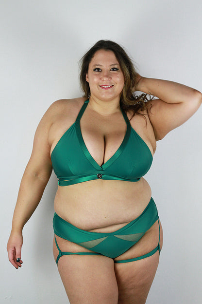 Yasmin Plunge Bralette – Forest Green