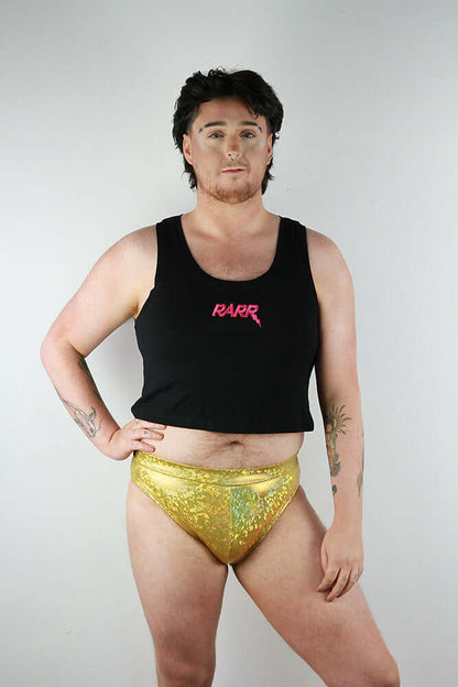 Gold Sparkle Pole Brief Mens Polewear Rarr Designs