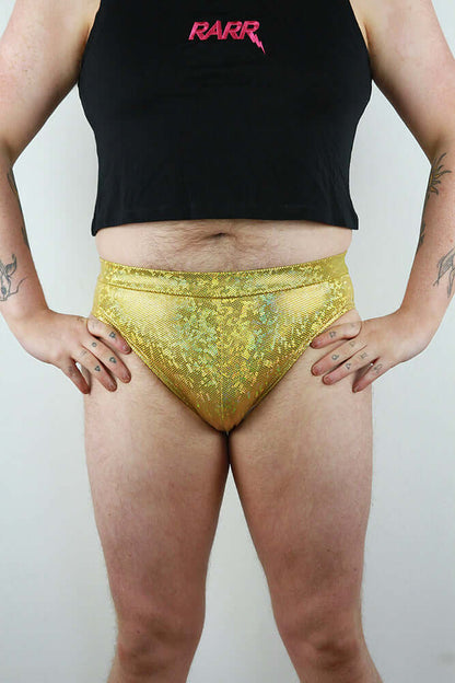 Gold Sparkle Pole Brief Mens Polewear Rarr Designs