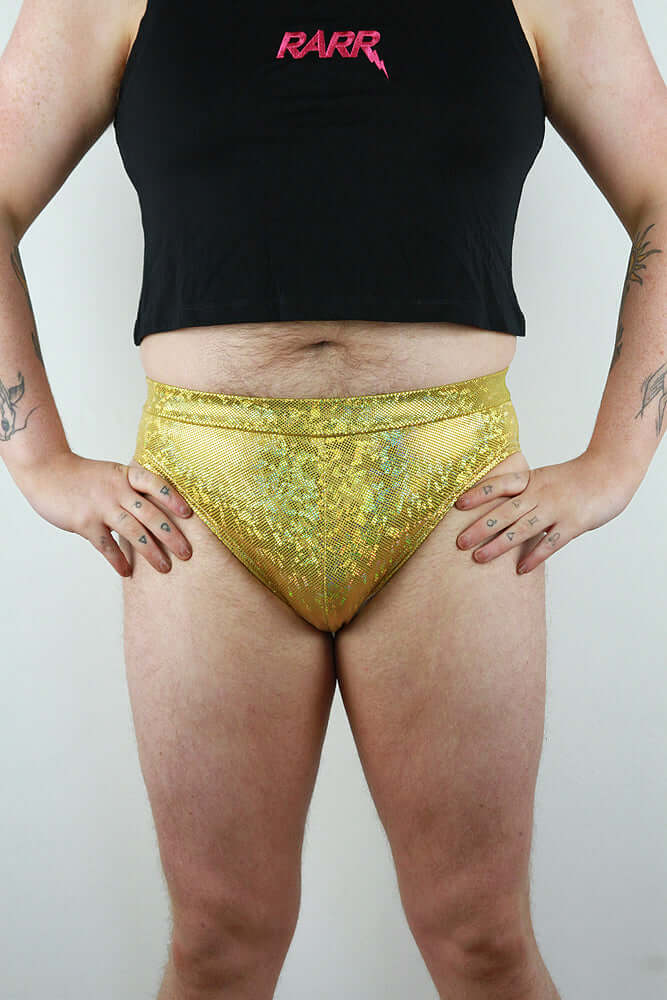 Gold Sparkle Pole Brief Mens Polewear Rarr Designs