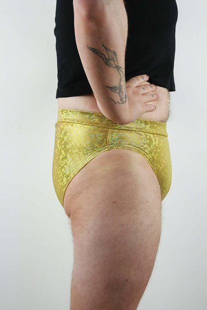 Gold Sparkle Pole Brief Mens Polewear Rarr Designs