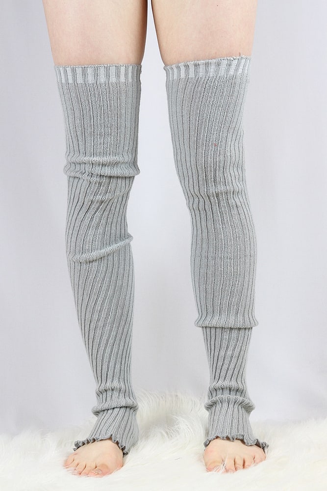 Rarr designs Extra long Stirr-up Knit Legwarmers Grey