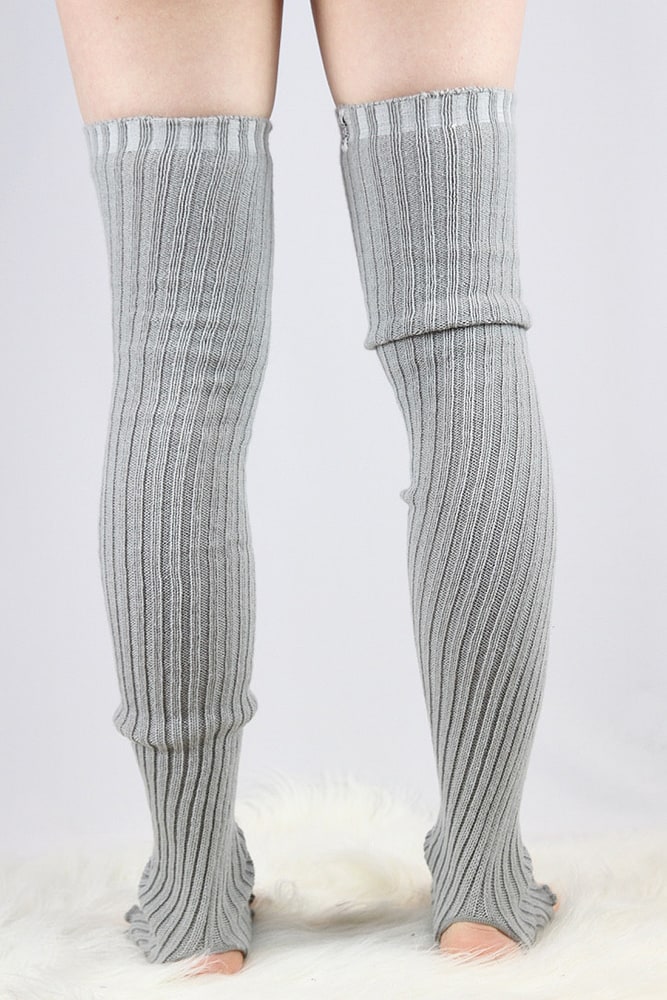 Rarr designs Extra long Stirr-up Knit Legwarmers Grey