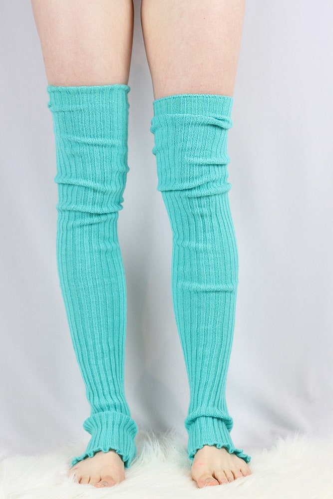 Rarr designs Extra long Stirr-up Knit Legwarmers Green