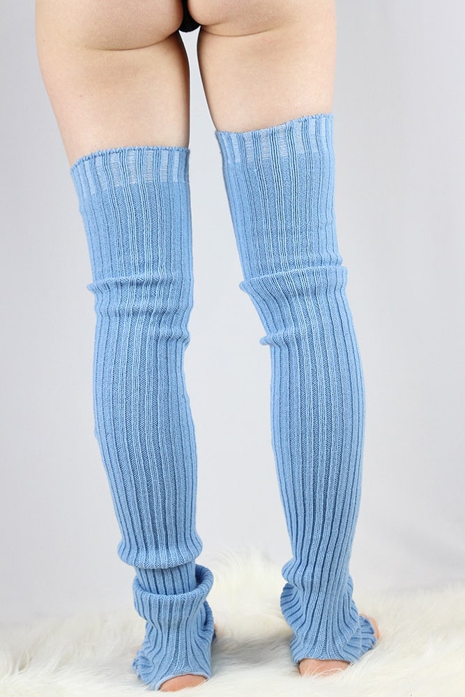 Rarr designs Extra long Stirr-up Knit Legwarmers Baby Blue