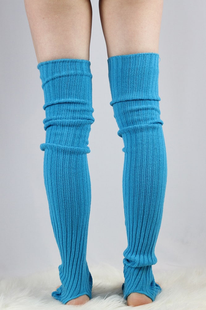 Rarr designs Extra long Stirr-up Knit Legwarmers Turquoise