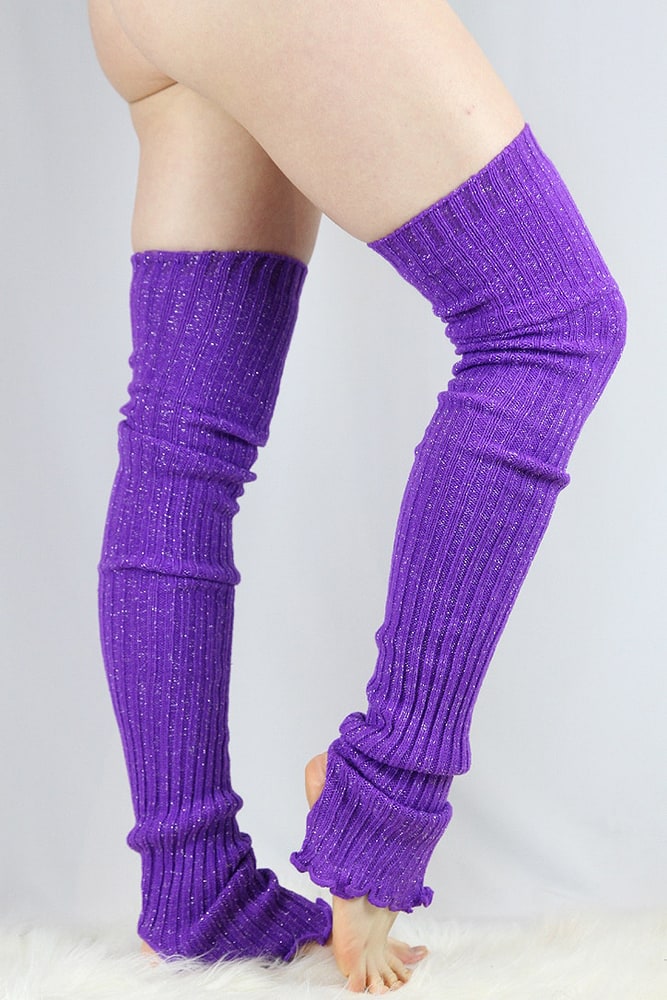 Rarr designs Glitter Extra long Stirr-up Knit Legwarmers Purple