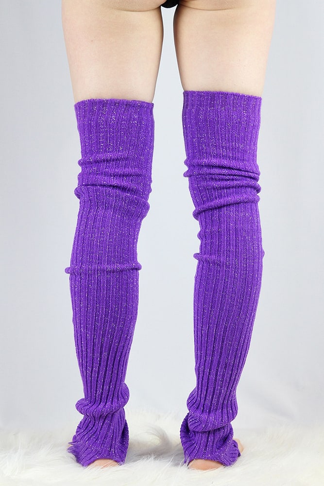 Rarr designs Glitter Extra long Stirr-up Knit Legwarmers Purple