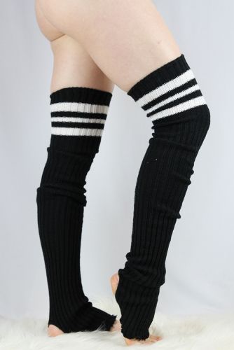 Rarr designs Football Extra long Stirr-up Knit Legwarmers Black/White