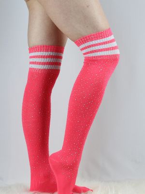 Rarr Designs Rhinestone Knee High Football Socks Pink