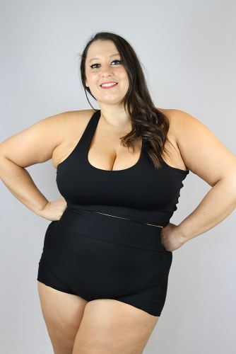 Matte Black High Waisted Cheeky Shorts - Plus Size