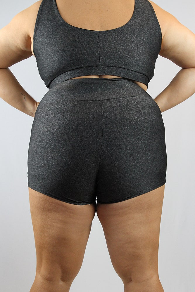 Dark Grey Marle High Waisted Cheeky Shorts – Plus Size