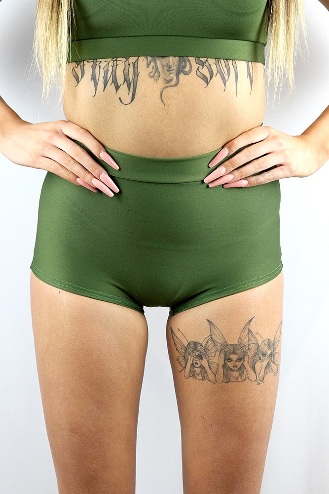 Rarr designs Olive High Waist Cheeky Shorts