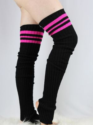 Rarr designs Football Extra long Stirr-up Knit Legwarmers Black/Pink